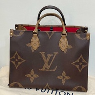 LV ONTHEGO MM 帆布手提肩背手提托特包