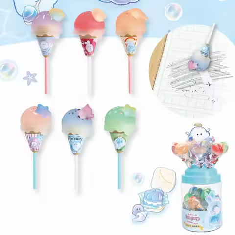 Lollipop Erasers Kawaii Ice Cream Pencil Eraser Cat Penguin Jelly Rubber Eraser Students Stationery 