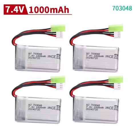 703048 7.4V 2S 1000mah Lipo Battery With SMALL TAMIYA Plug For Rc Toys Cars Tanks Robot Boats Guns 2