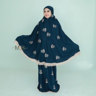 Mukena.berkah - Mukena Katun Bordir Bunga Seroja Twotone Renda Import