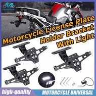 Motorcycle License Plate Bracket Universal Adjustable Motor Tail Tidy License Plate Mount LED Light