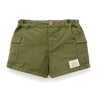 澳洲Purebaby有機棉男童短褲12M-4T 墨綠亞麻