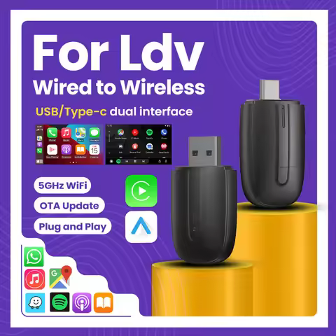 Wireless Android Auto Adapter CarPlay Adapter USB Type-c Plug and Play Bluetooth 2 In 1 For Ldv G10 