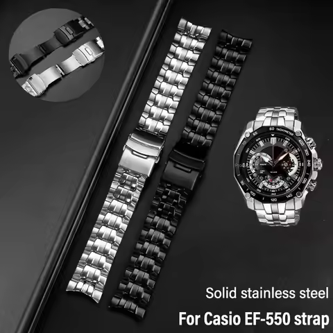 22mm Stainless steel strap For Casio EF-550 EDIFICE Series EF-550D/PB EF-523 5147 Waterproof Silicon
