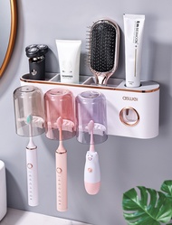 Nhả kem tự động kèm 3 cốc trong suốt hút từ tính Aswei 2208 kiêm treo bàn chải đánh răng