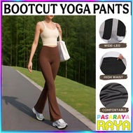 BOOTCUT YOGA KGT Seluar Perempuan Hip-Lifting ICE SLIK SCUBA Pants Wide Legs Yoga Pilates Sport Fitn