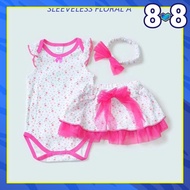 CY 154428 ROMPER BABY GIRLS INBEBE 3PCS SET FLORAL SLEEEVELESS