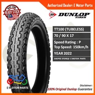 DUNLOP TT100 70 90 17 80 90 17 18 INCH TUBELESS TUBE TYPE TIRE TAYAR TYRE MOTOR MOTORSIKAL ROADMASTER  TT 100