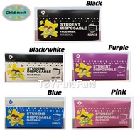 Shudou Child 3PLY Face Mask Budak50pcs Kids Mask Baby Mask Budak Mask Blue/Hitam/Pink kanak kanak Ma