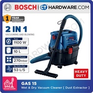 BOSCH GAS 15 WET & DRY VACUUM CLEANER 15L 1100W 33L/SEC 06019E50L0 [2 IN 1 SUCTION & BLOWING] ( GAS1