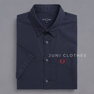 KEMEJA JUNE.21~Men's Short Sleeve Shirt with Premium Quality Rice Embroidery Mineral Blue