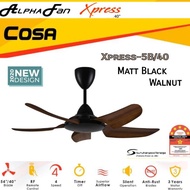 ALPHA COSA XPRESS-5B/40 40'' Inc DESIGNER Ceilling Fan Matt Black WALNUT/Matt White/Matt Black