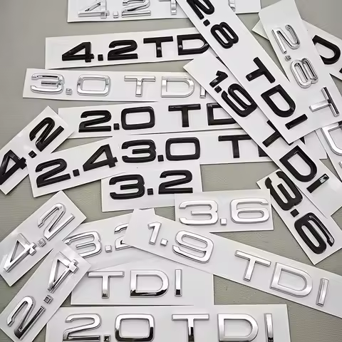 3D ABS Car Logo 1.9 2.0 2.8 3.0 4.2 TDI 3.6 Sticker Trunk Emblem Rear Badge For Audi A3 A4 A5 A6 A7 