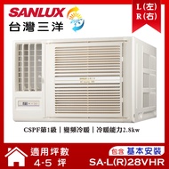 【SANLUX 台灣三洋】 4-6坪變頻R32冷暖窗型冷氣(SA-L28VHR/SA-R28VHR)/ 左吹