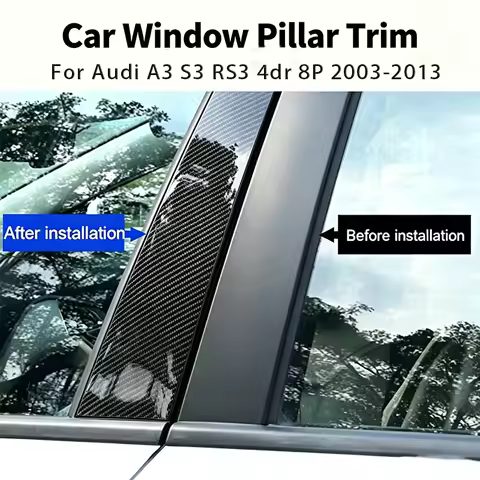 Audi RS3 Carbon For Audi A3 S3 RS3 4dr 8P 2003-2013 Glossy Black Carbon Fiber Window Door B C Pillar