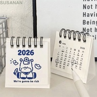 SUSANAN 2026 Desk Calendar, Cartoon Mini Coil Calendar,  Portable Calendar Plan Book Desktop Ornamen