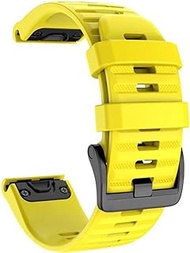 GANYUU For Garmin Fenix 6S 6 6X Pro 5S 5 5X Plus Easy fit Silicone watchband Quick Release 20 22 26mm for Fenix 3HR fashion wrist strap (Color : Yellow, Size : 26mm Fenix 5X 6X Pro)
