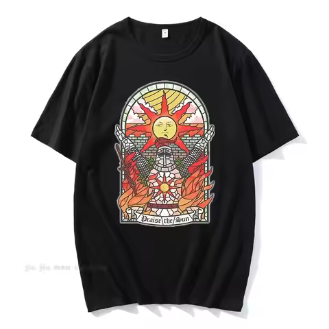 Men Dark Souls Church of The Sun T-Shirt Praise The Sun Youth Tees Cotton New Summer T Shirt Fashion