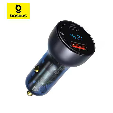 Baseus 65W PPS Car Charger USB Type C Dual Port PD QC Fast Charging Car Phone Charger For Laptop Tab