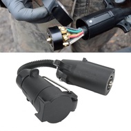 7 Way Round Trailer Plug Adapter RV Blade Connector 7-Way Style with Abrasion Coiled Cable for Truck