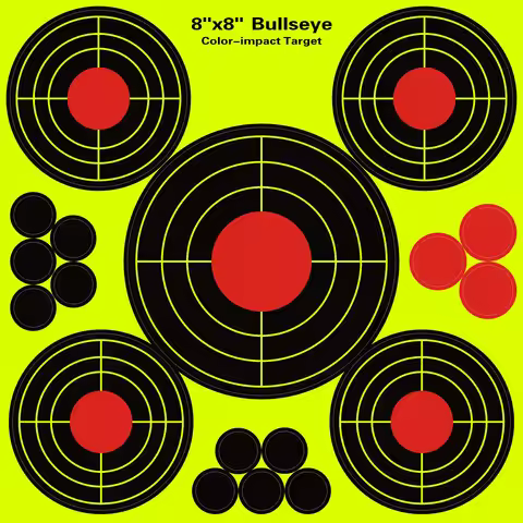JOAXOR Splatter Targets Stickers Self Adhesive Shooting Targets Bullseye Shot with Bright Yellow Eff