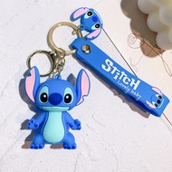 Disney Stitch ของเล่นพวงกุญแจอะนิเมะ Stitch จี้พวงกุญแจสีชมพูหวาน Angel พวงกุญแจผู้หญิงพวงกุญแจรถสาว