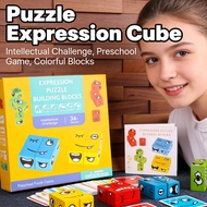 Funny Puzzle Expressions Colorful Building Blocks Cube Kids Emoji Board Game