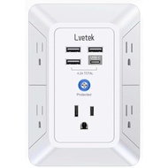 5 Outlet Extender Multi Plug Wall Outlets with 4 USB Charging Ports (1 USB C Outlet), 3 Sided 1680J 