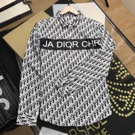 เสื้อเชิ้ตแขนยาวสีดำใส่ได้ทั้งผู้หญิงและผู้ชายแบรนด์Dior ลวดลายดิออร์ ป้ายดิออร์ ทรงสวยเข้ารูป รหัสD