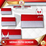 MERAH Red and white embroidered flag Bet size 2x3 | 3x5 | 4x6 | 5x7 cm retail price