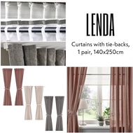IKEA LENDA Curtains with tie-backs, 1 pair (2-pcs), 140x250cm