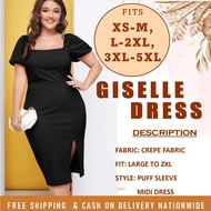 GISELLE Puff Sleeve with Slit Bodycon Dress Plus Size Dress Large to 2XL
