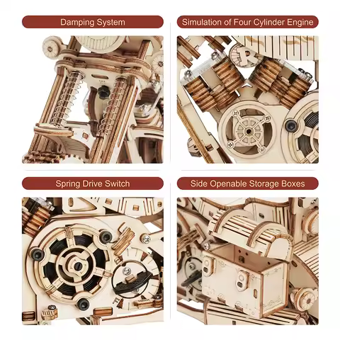 Robotime Motorcycle Puzzle 3D Wooden DIY Children Game Assembly Wood Model Kit Building Blocks Decor