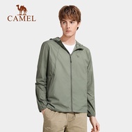 Camel เสื้อคลุมบางๆลำลองแฟชั่นผู้ชาย40 +เสื้อแจ็คเก็ตกันแดดกลางแจ้ง Upf 40 +