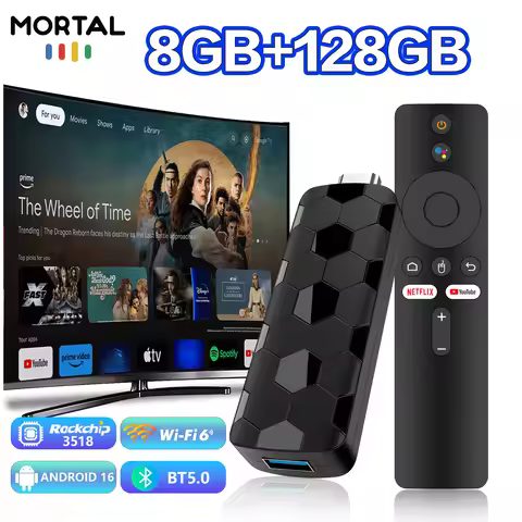 Smart TV Stick R3+ Android 16 Google Voice Assistan 4K RK3518 8GB 128GB ROM Wifi 2.4G/5.8G Wireless 