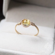 Nhẫn Thạch Anh In Dấu Nhẫn Thạch Anh Tóc Vàng Tự Nhiên Nhẫn Không Phai Màu Vàng 14K Cá Tính Đơn Giản