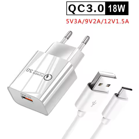 18W Quick Charge 3.0 USB Phone Charger For Samsung M32 M12 M21 A22 A32 A52 A72 A12 5G Wall Charger +