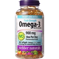Webber Naturals（Costco 加拿大）Omega 3 Fish Oil 900mg 200粒 Triple Strength Webber Naturals Omega 3 鱼油 90