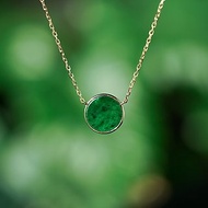一片青山綠水項鏈 未時18K黃金天然翡翠鐵龍生圓形簡約時尚女款
