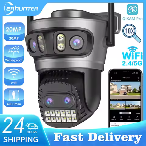 20MP Wifi Camera Outdoors 10K HD Three Lens Security Camera 5G PTZ IP Camera 10X Digital Zoom Lens H