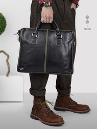 手工牛皮手提包 / 男士商務電腦包 / 真皮公事包單肩斜跨包