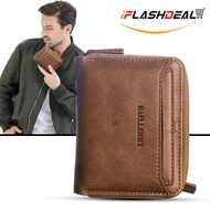 iFlashDeal Wallet for Men Short Wallet Men Wallet Mini PU Leather Fashion Zipper Vintage Wallet Bifold Theft Protection Card Holder Purse Bag Coin Pocket