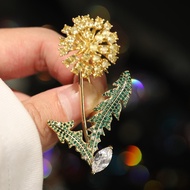 European American Super Flashing Yellow Zircon Dandelion Brooch Elegant Exquisite Clothing Accessori