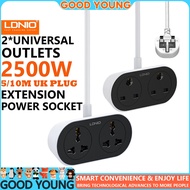LDNIO 2500W Power Socket Extension Cord Universal Outlet Extension Power Socket Cord 10A 250V UK Plu