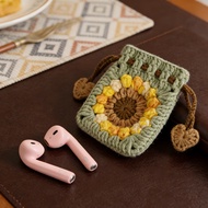Coin Pouch, Crocheted Cotton Coin Holder Cute Coin Purse for Women and Girls, Coin Wallet with Draws