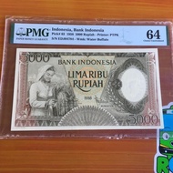 Uang Kuno 5000 Rupiah Pekerja Coklat 1958 PMG 64