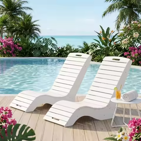 Pool Lounge Chairs Set of 2, in Pool Lounge Chairs up to 10-Inches of Water, Chaise Lounge Chairs wi