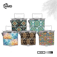 【FREE SCARF】HMD 14CM Special Design Multilayer Stainless Steel Tiffin Carrier Mangkuk Tingkat 花款定制型不