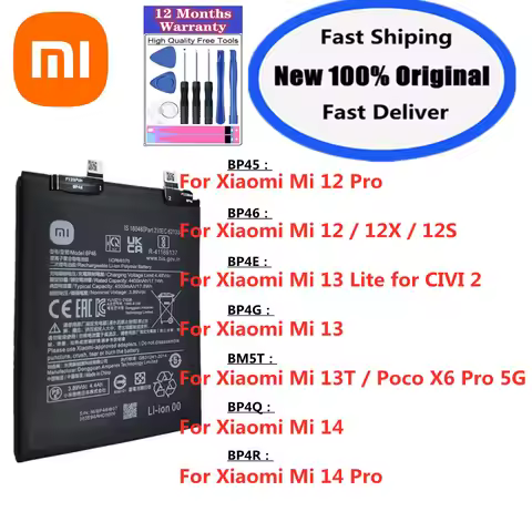 Original Battery For Xiaomi Mi 12 12X 12S 13T 13 Lite 14 Pro 12pro 14pro CIVI 2 Poco X6 Pro BP46 BP4