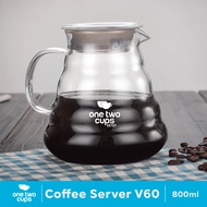 One Two Cups Coffee Server V60 Drip Pour Over Borosilicate Glass